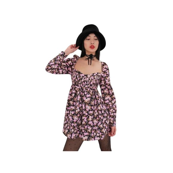 For Love & Lemons For Victorias Secret Floral Empire Waist Dress M $254 MSRP NWT - Picture 1 of 11